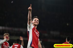 Dua Gol Free Kick Declan Rice Bawa Arsenal Cukur Real Madrid 3-0 di Leg 1 Babak 8 Besar UCL